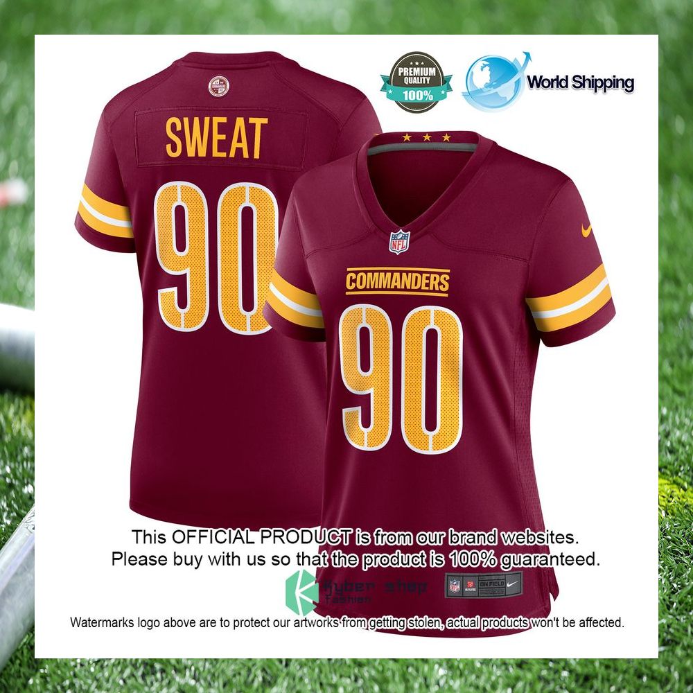 montez sweat washington commanders nike womens burgundy football jersey 1 107