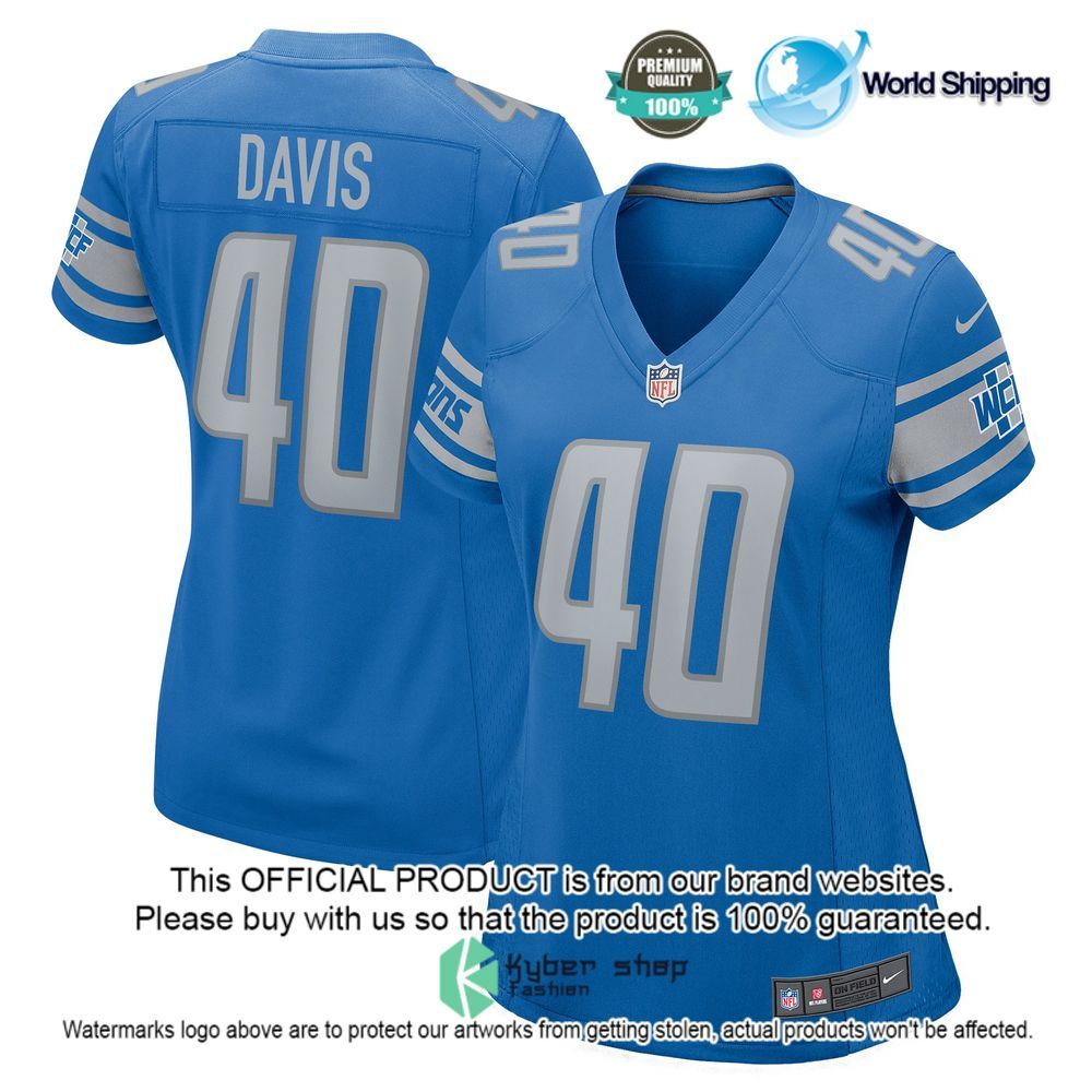 NFL Jarrad Davis Detroit Lions Nike Women's Blue Football Jersey - LIMITED EDITION