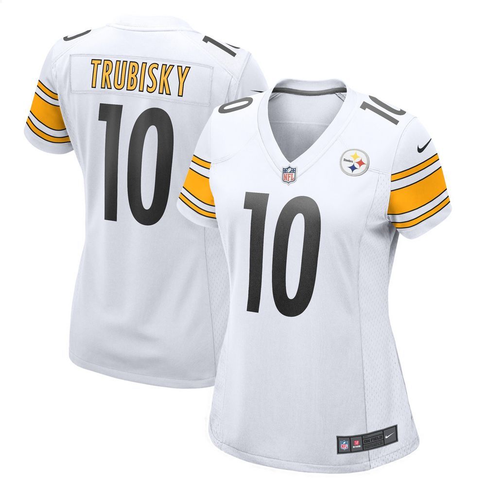 nfl mitchell trubisky pittsburgh steelers nike womens white football jersey 1 420