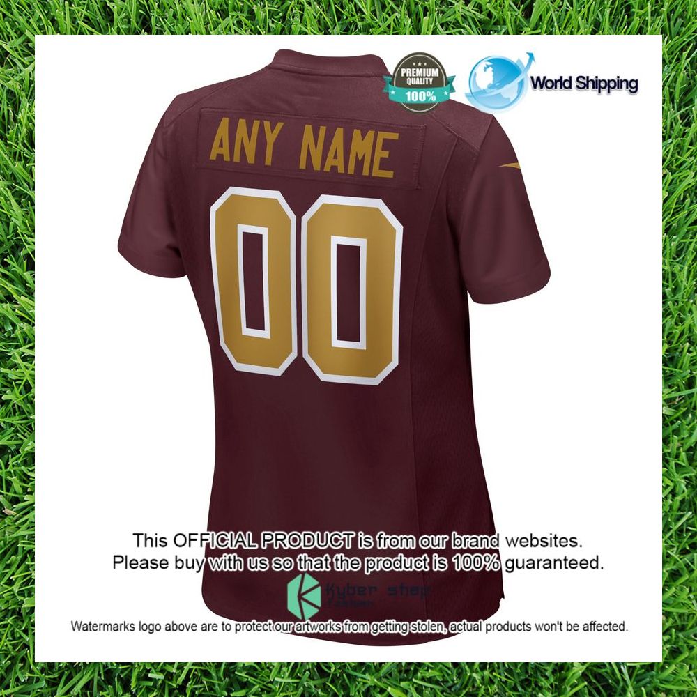 nfl washington football team nike womens alternate custom burgundy football jersey 3 994
