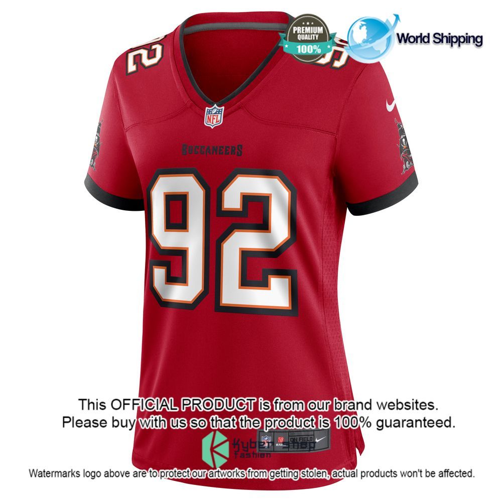 nfl william gholston tampa bay buccaneers nike womens red football jersey 2 244