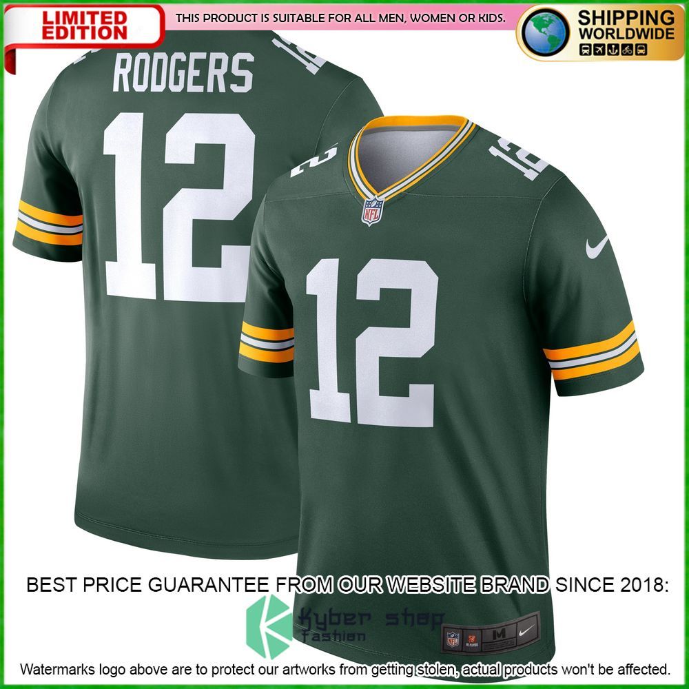 aaron rodgers green bay packers nike legend green football jersey 1 166