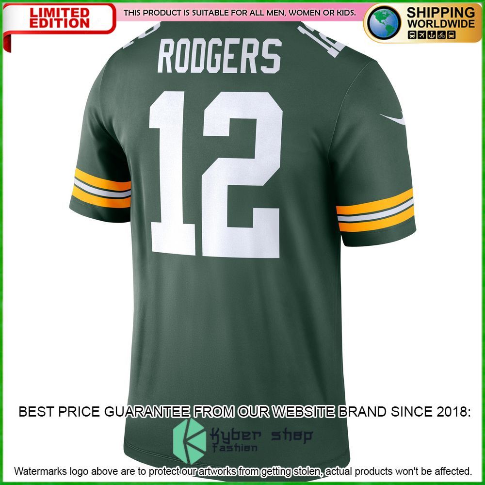 aaron rodgers green bay packers nike legend green football jersey 3 124