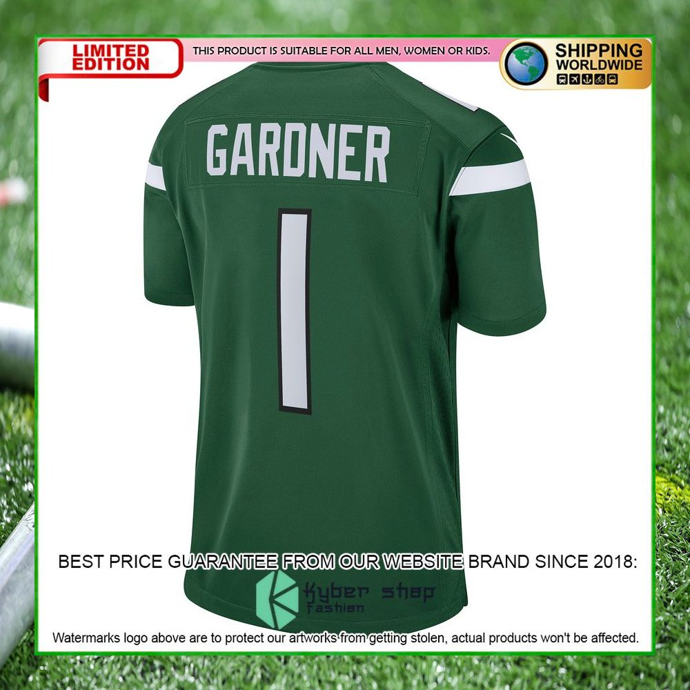ahmad sauce gardner new york jets nike 2022 nfl draft first round pick gotham green football jersey 3 351
