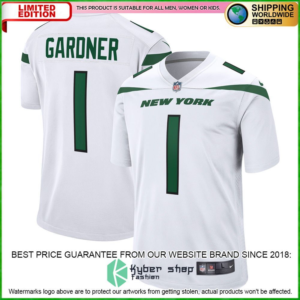 ahmad sauce gardner new york jets nike 2022 nfl draft first round pick gotham green football jersey 5 656
