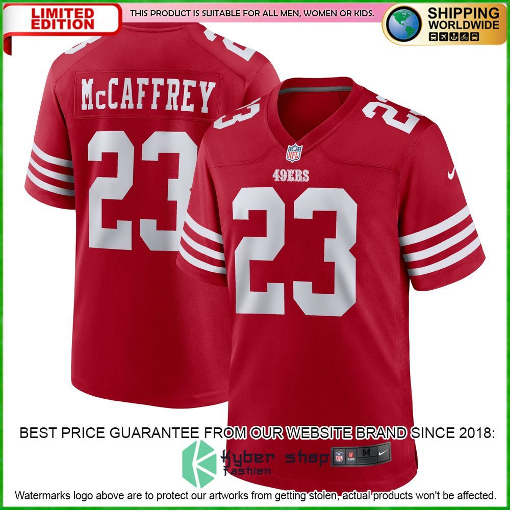 christian mccaffrey san francisco 49ers nike scarlet football jersey 1 527