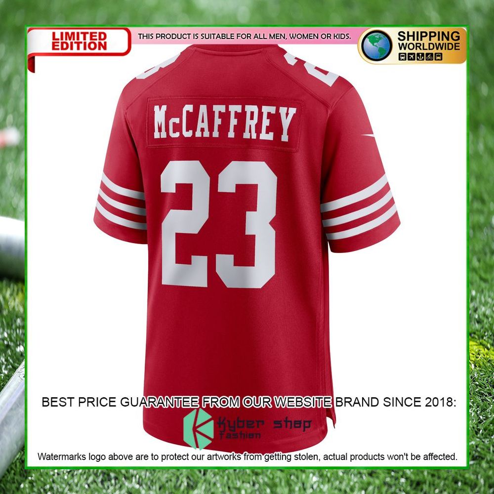 christian mccaffrey san francisco 49ers nike scarlet football jersey 3 517
