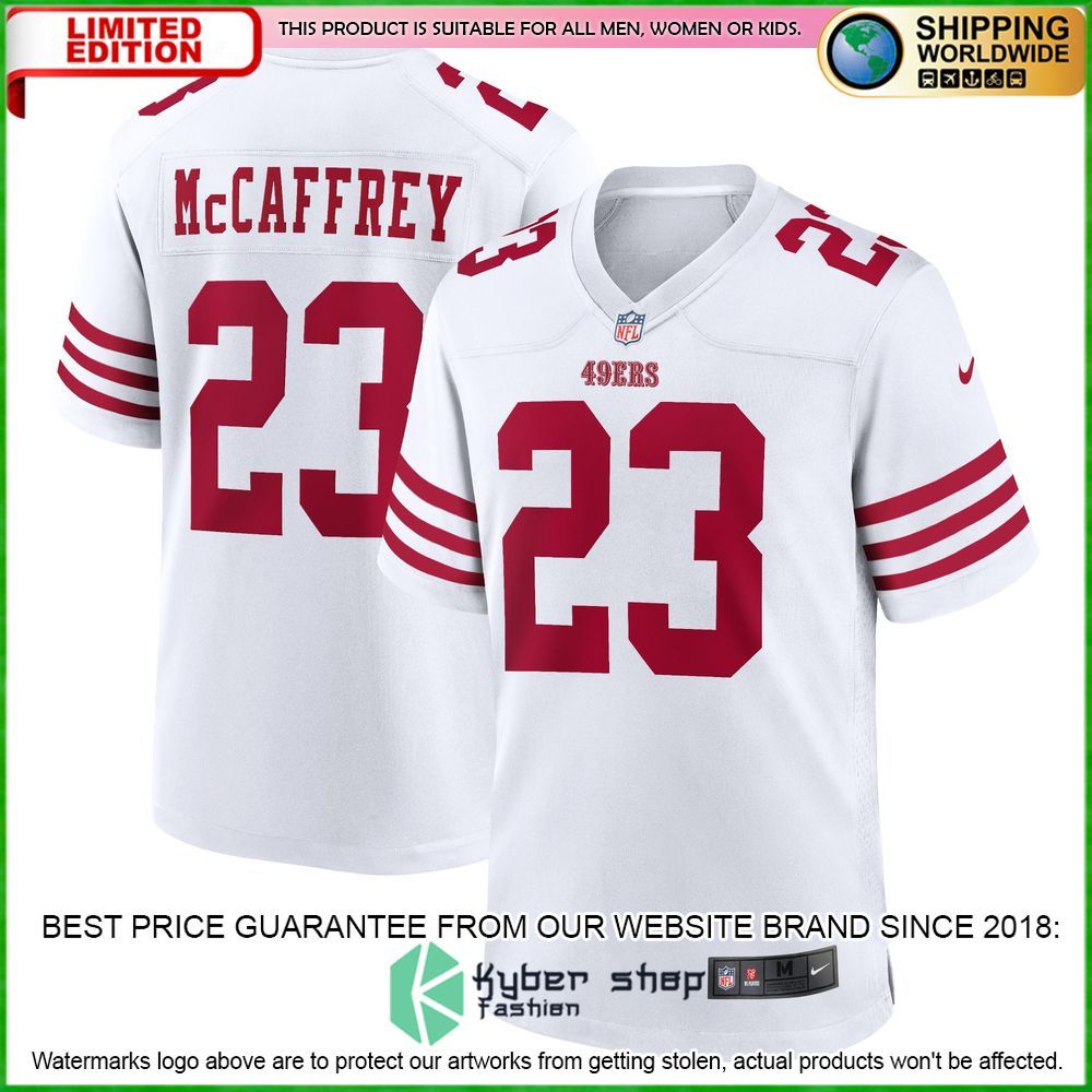 christian mccaffrey san francisco 49ers nike white football jersey 1 991
