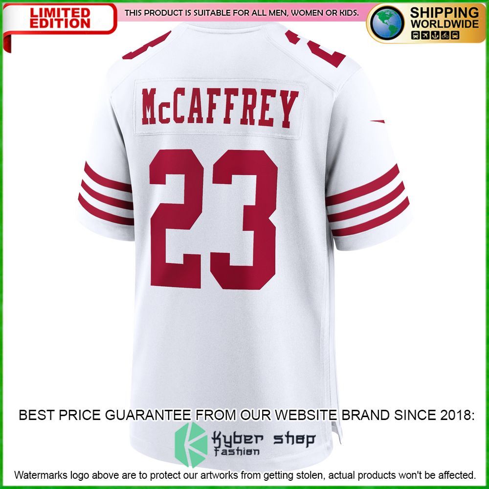 christian mccaffrey san francisco 49ers nike white football jersey 3 226
