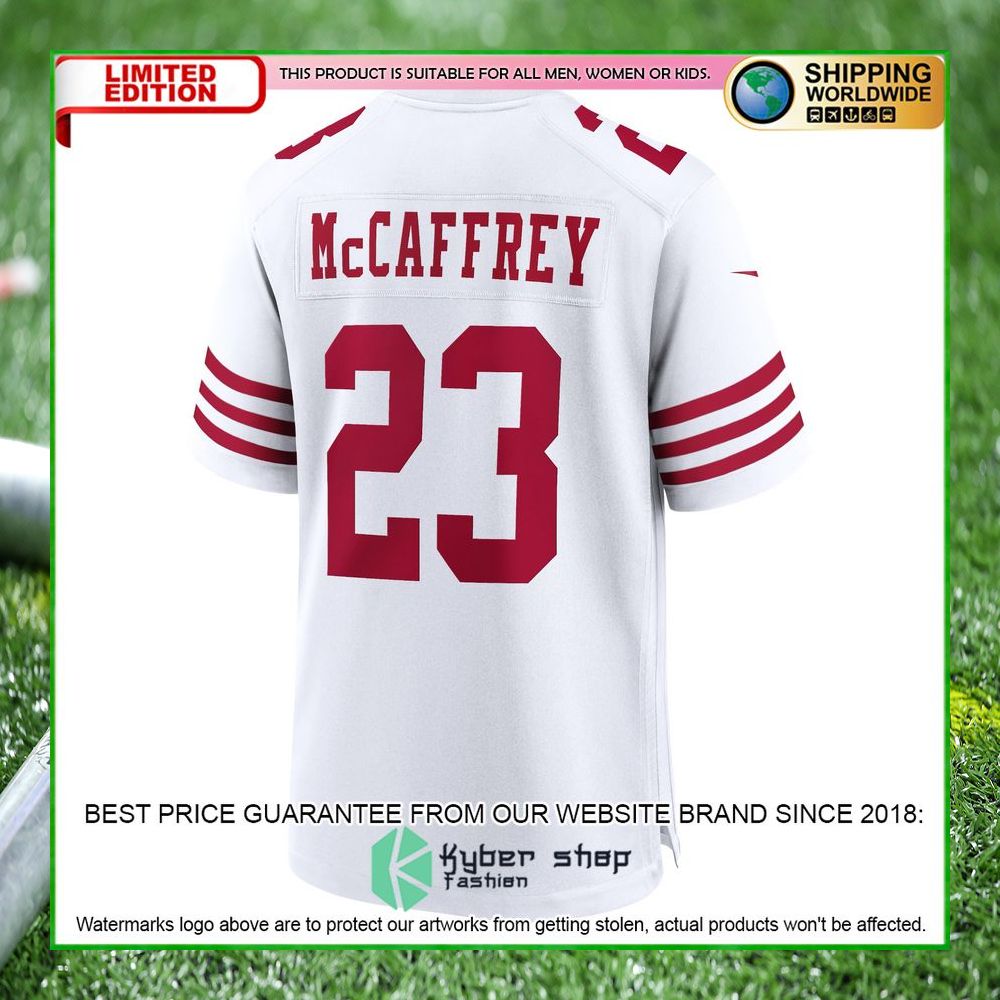 christian mccaffrey san francisco 49ers nike white football jersey 3 69