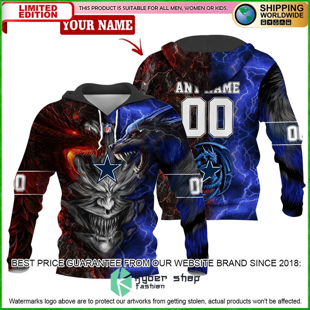 dallas cowboys demon face dragon wolf personalized hoodie pant 1 174