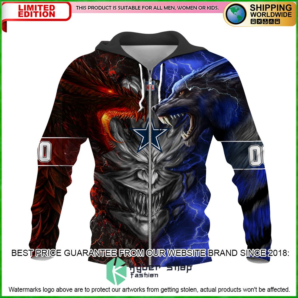 dallas cowboys demon face dragon wolf personalized hoodie pant 3 667
