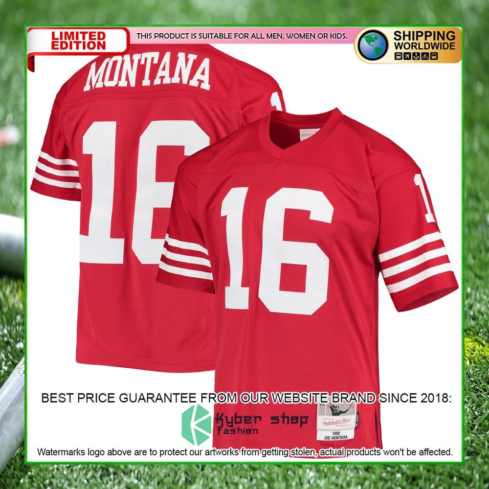 joe montana san francisco 49ers mitchell ness legacy replica scarlet football jersey 1 402