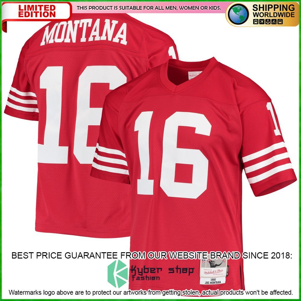 joe montana san francisco 49ers mitchell ness legacy replica scarlet football jersey 1 944