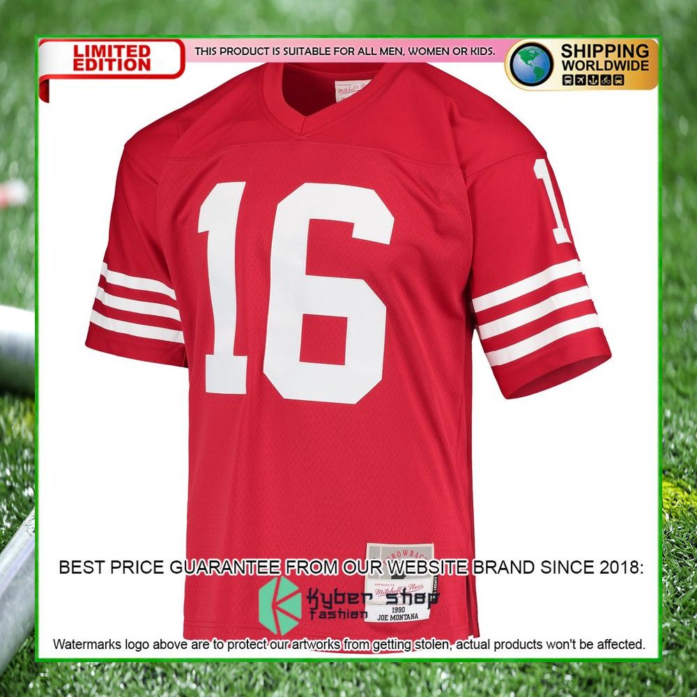 joe montana san francisco 49ers mitchell ness legacy replica scarlet football jersey 2 425