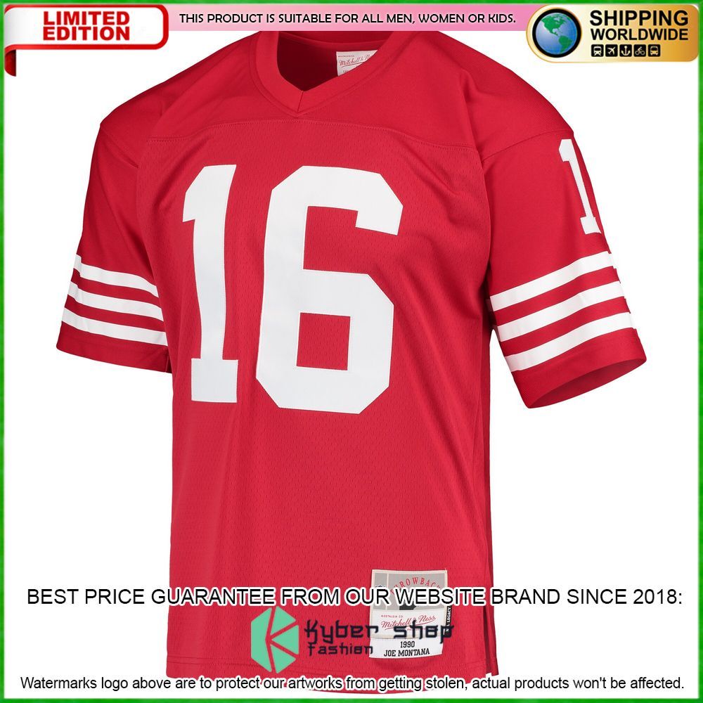 joe montana san francisco 49ers mitchell ness legacy replica scarlet football jersey 2 601