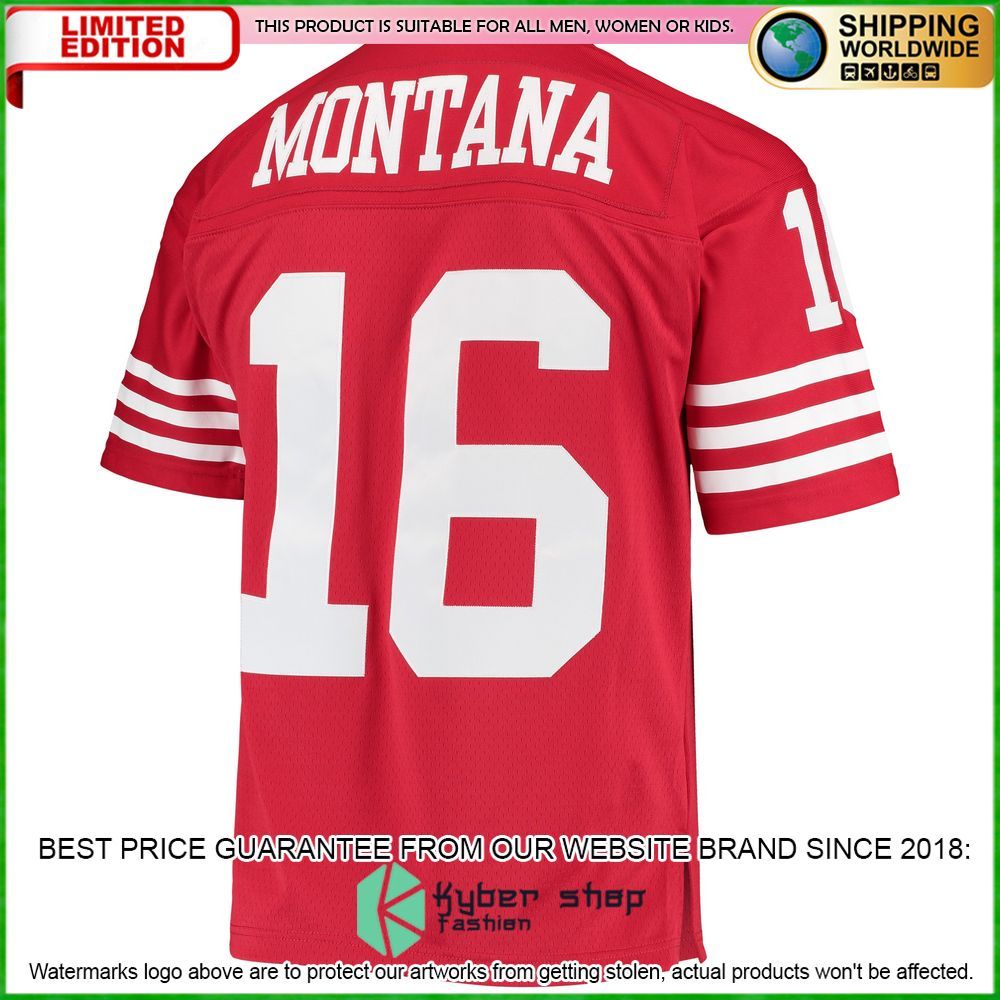 joe montana san francisco 49ers mitchell ness legacy replica scarlet football jersey 3 84