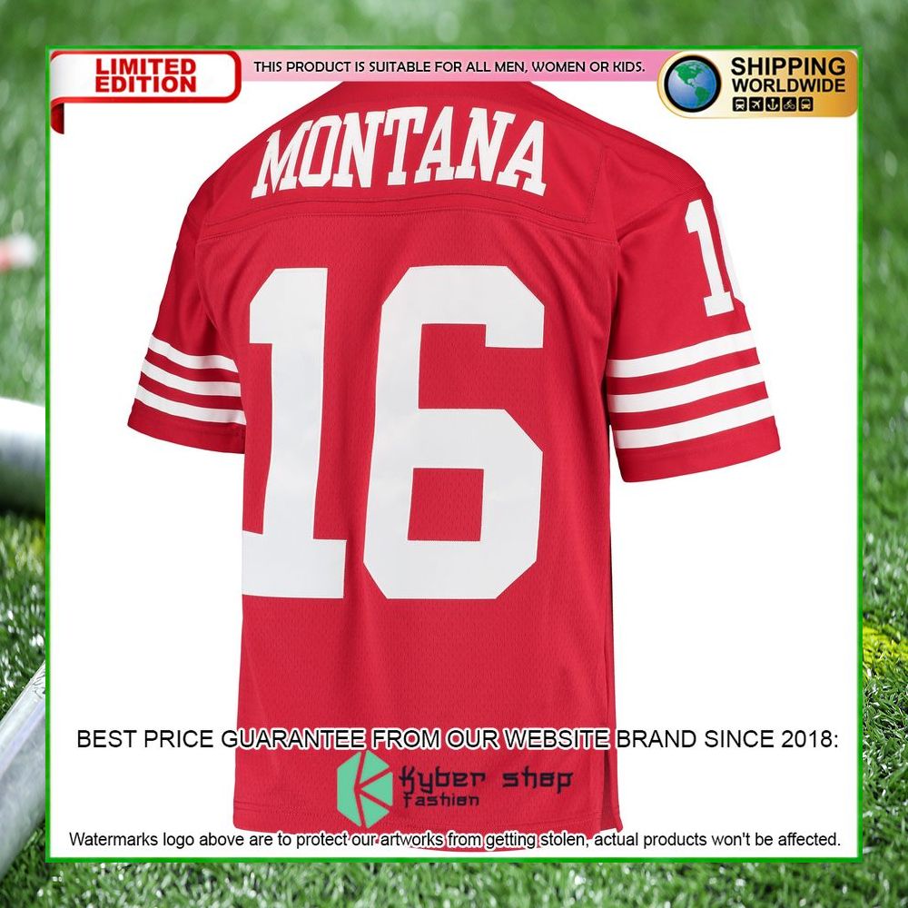 joe montana san francisco 49ers mitchell ness legacy replica scarlet football jersey 3 860