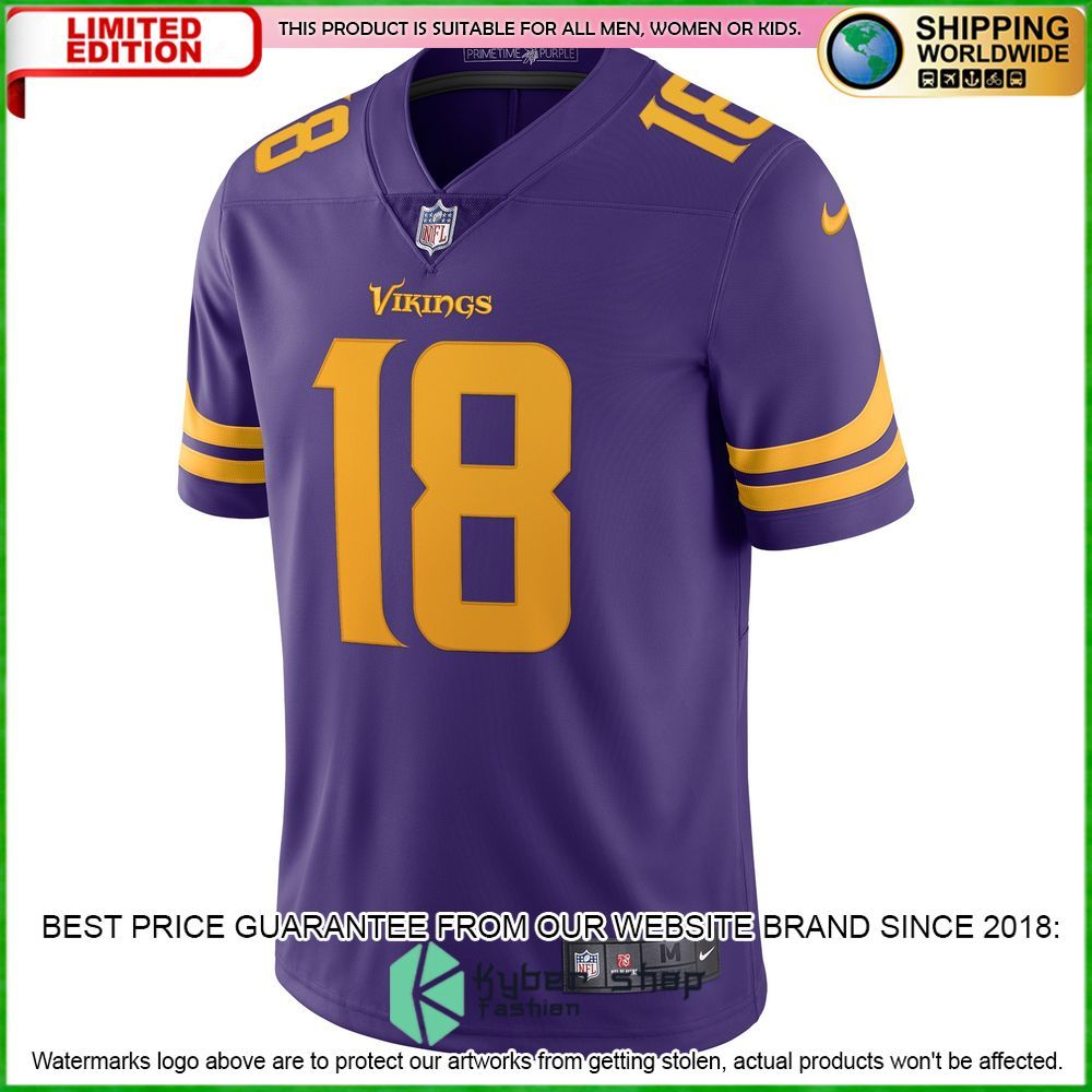 justin jefferson minnesota vikings nike alternate vapor purple football jersey 2 595
