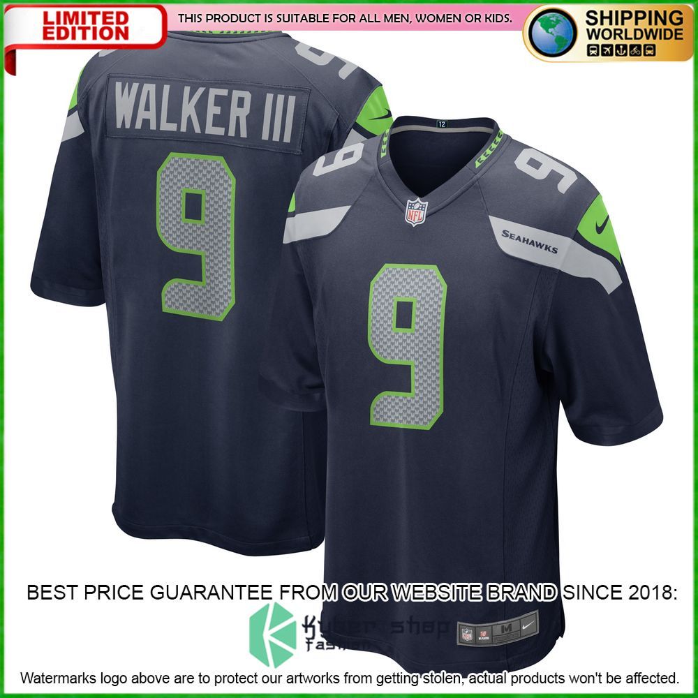 kenneth walker iii seattle seahawks nike 2022 nfl draft pick college navy football jersey 1 839