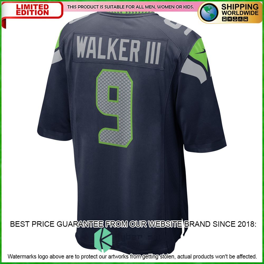 kenneth walker iii seattle seahawks nike 2022 nfl draft pick college navy football jersey 3 113