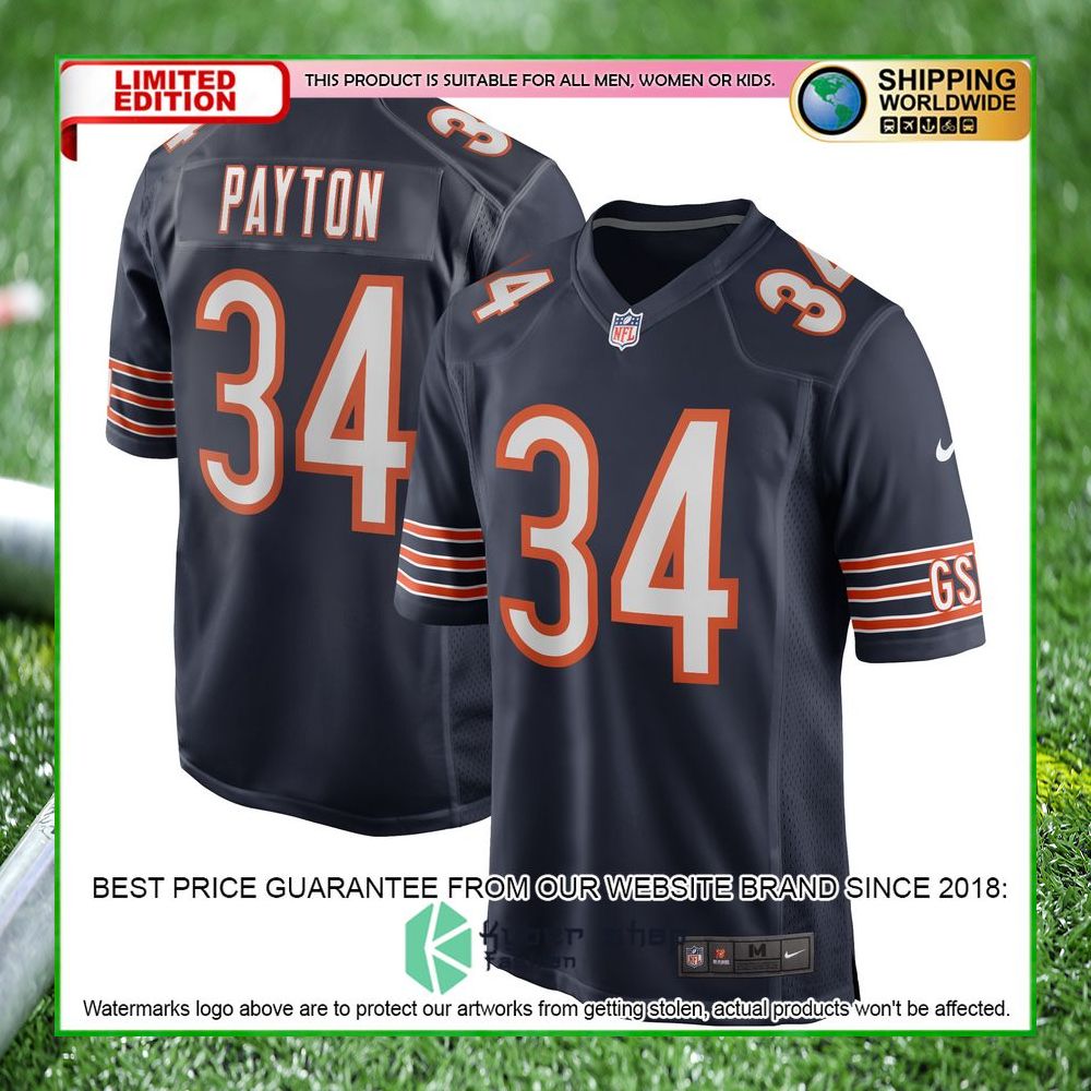 walter payton chicago bears nike football retired navy football jersey 1 521