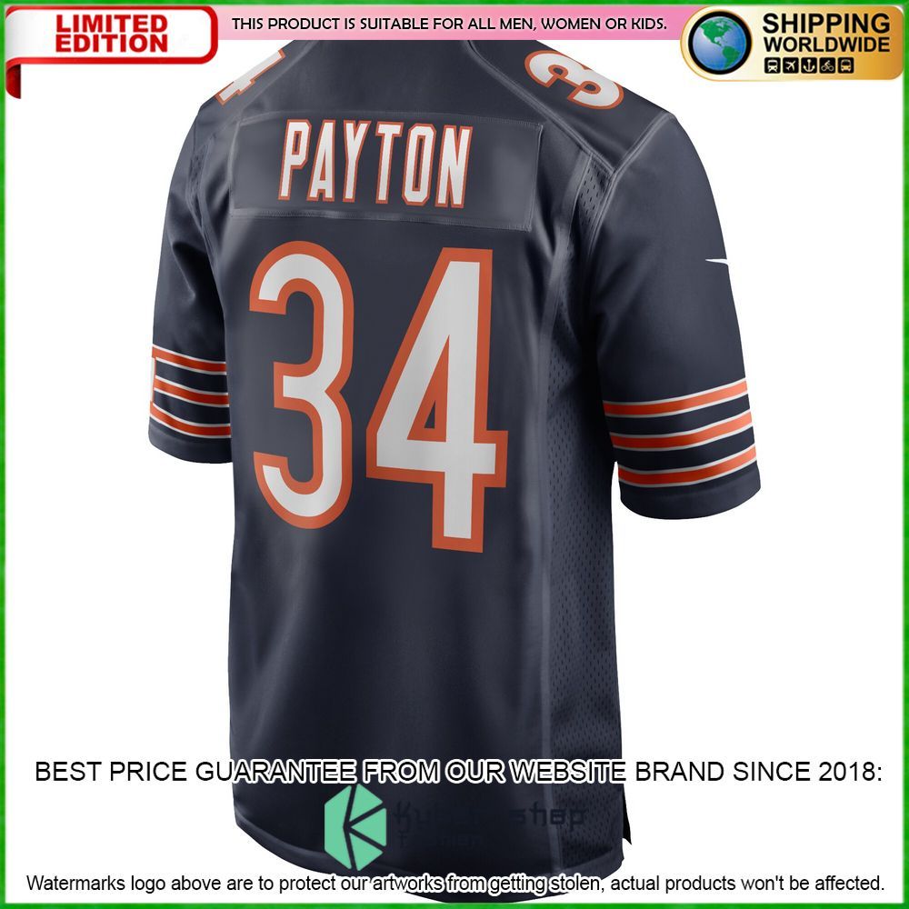 walter payton chicago bears nike football retired navy football jersey 3 238