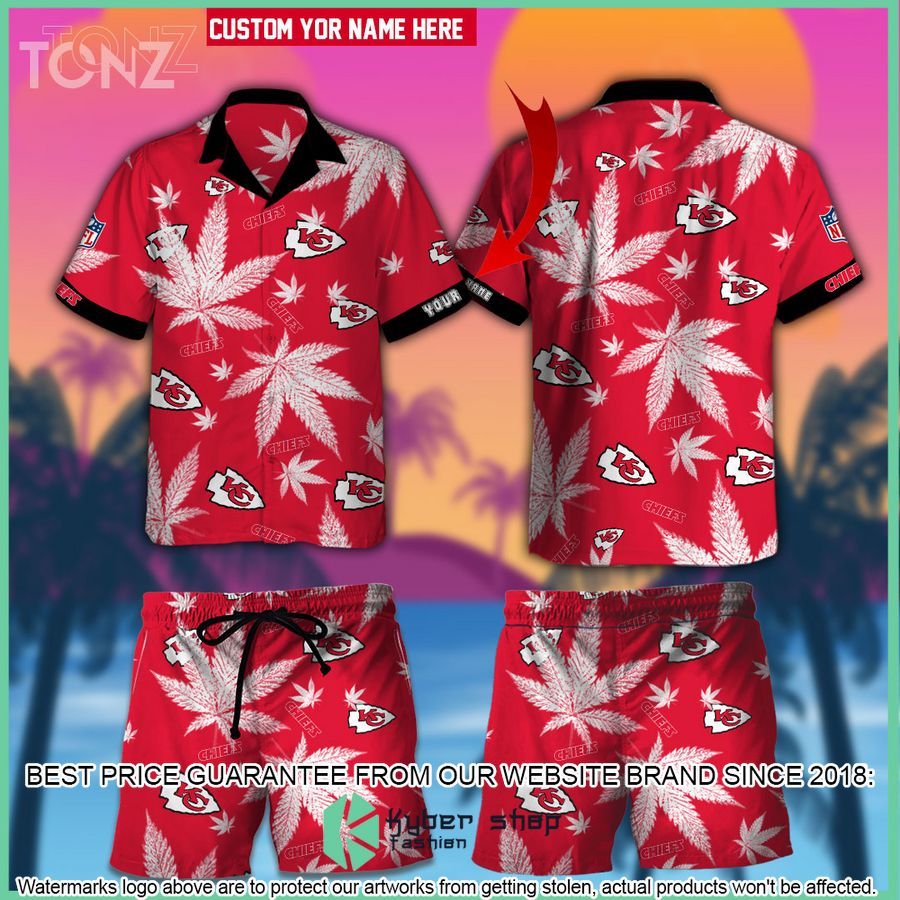 Personalized NFL Weed Cannabis Kansas City Chiefs Hawaiian Shirt, Shorts - LIMITED EDITION