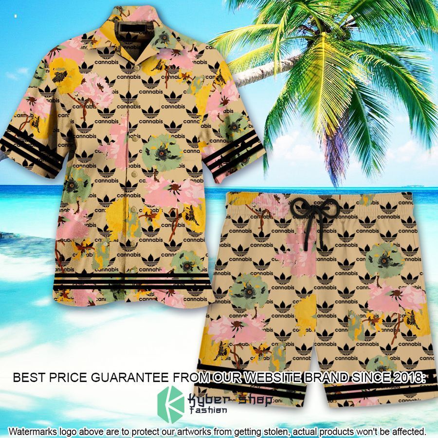 adidas cannabis hawaiian shirt and shorts 1 487