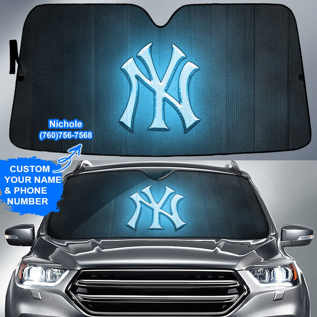 new york yankees shining logo personalized name and phone number custom auto sun shades gifts for ml