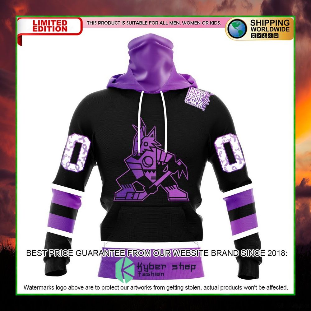 nhl arizona coyotes black hockey fights cancer personalized hoodie shirt 4 440