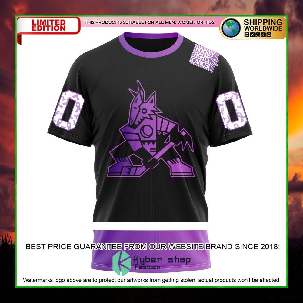 nhl arizona coyotes black hockey fights cancer personalized hoodie shirt 8 850