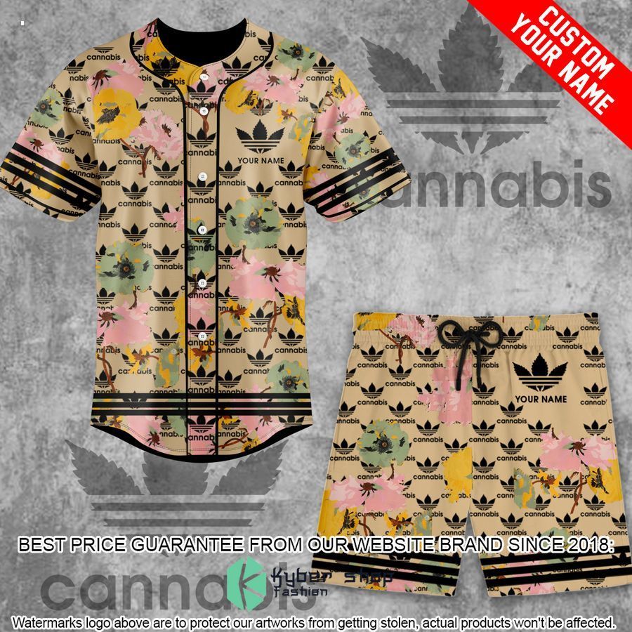 personalized adidas cannabis baseball jersey and shorts 1 104