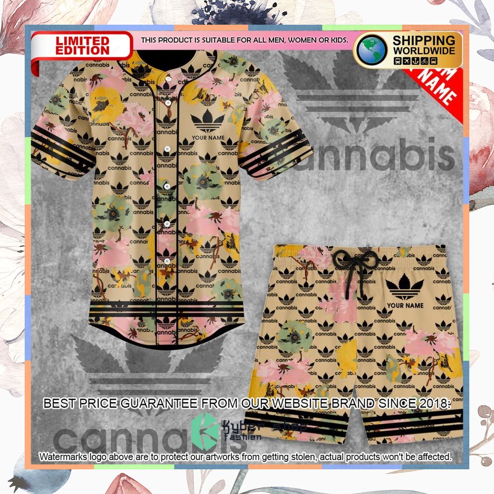 personalized adidas cannabis baseball jersey and shorts 1 204