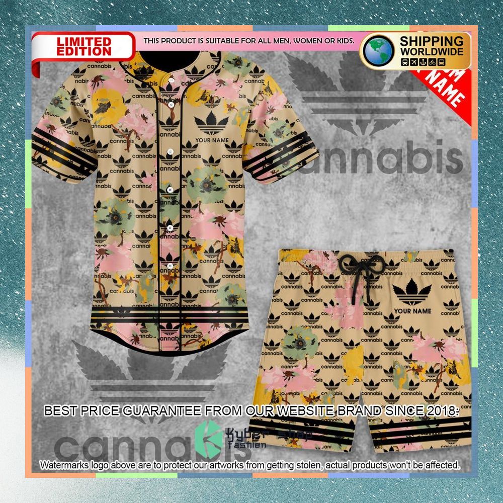 personalized adidas cannabis baseball jersey and shorts 1 834