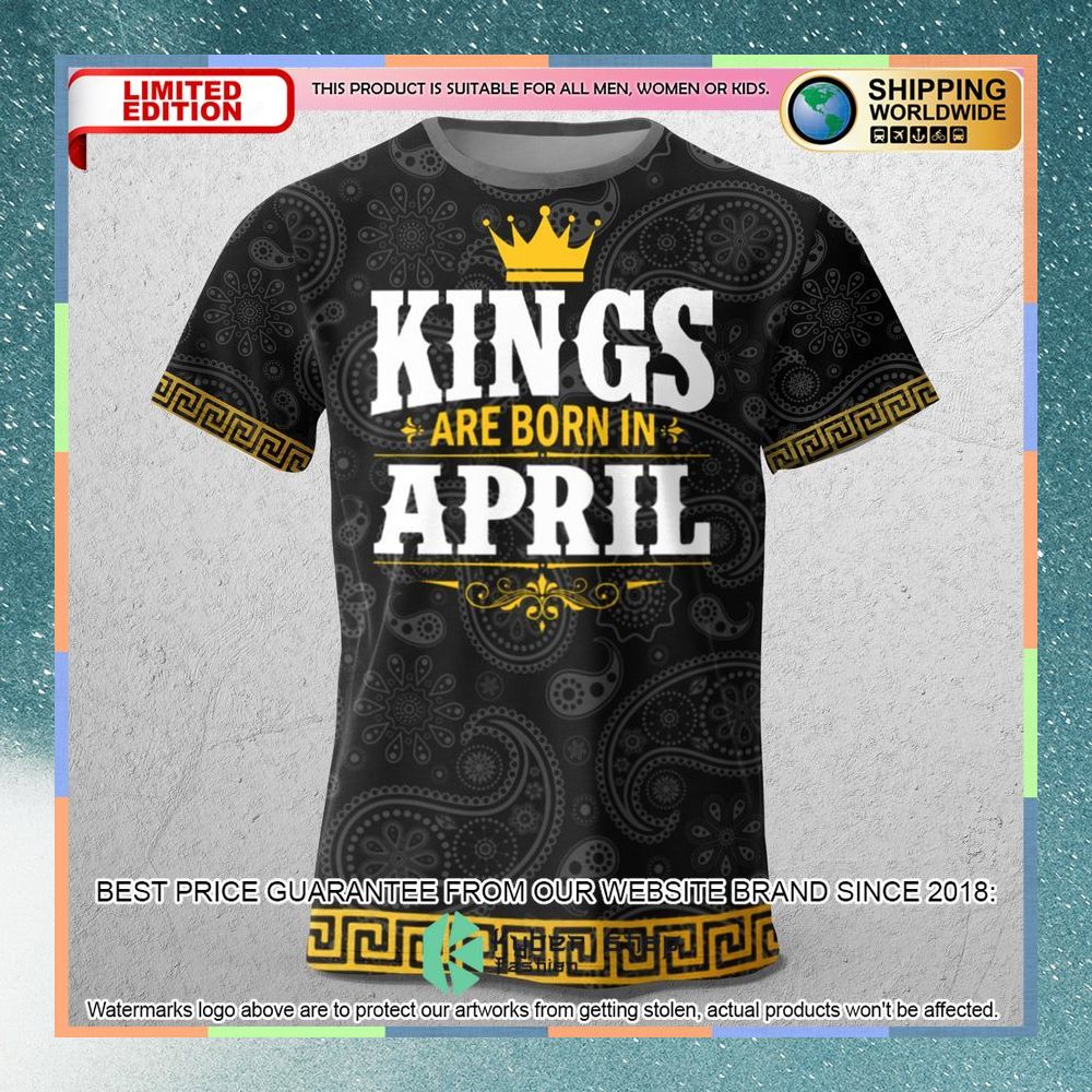 versace kings are born in april paisley t shirt 1 563
