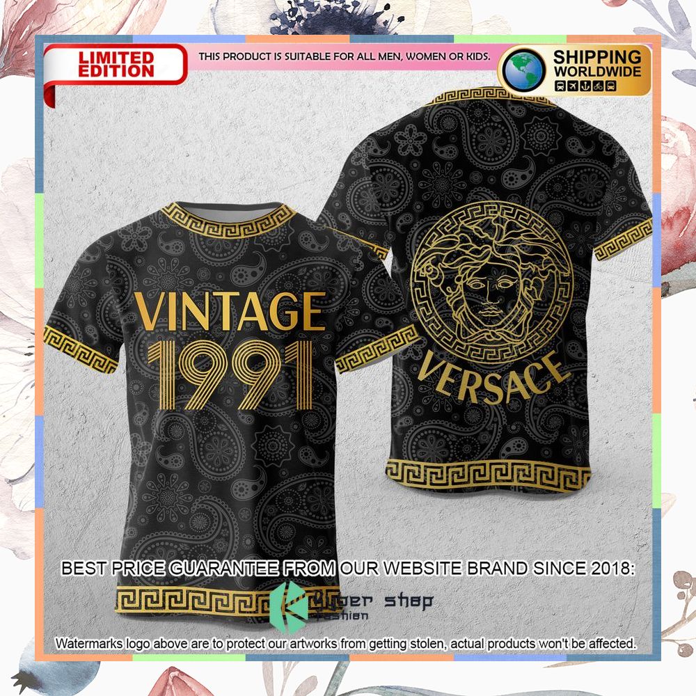 versace vintage 1991 paisley t shirt 1 18