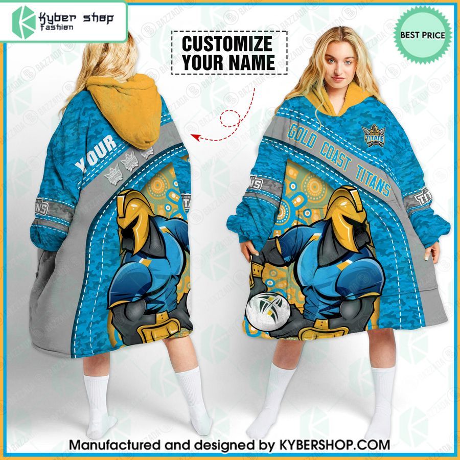 CUSTOM Mascot Gold Coast Titans Blanket Hoodie