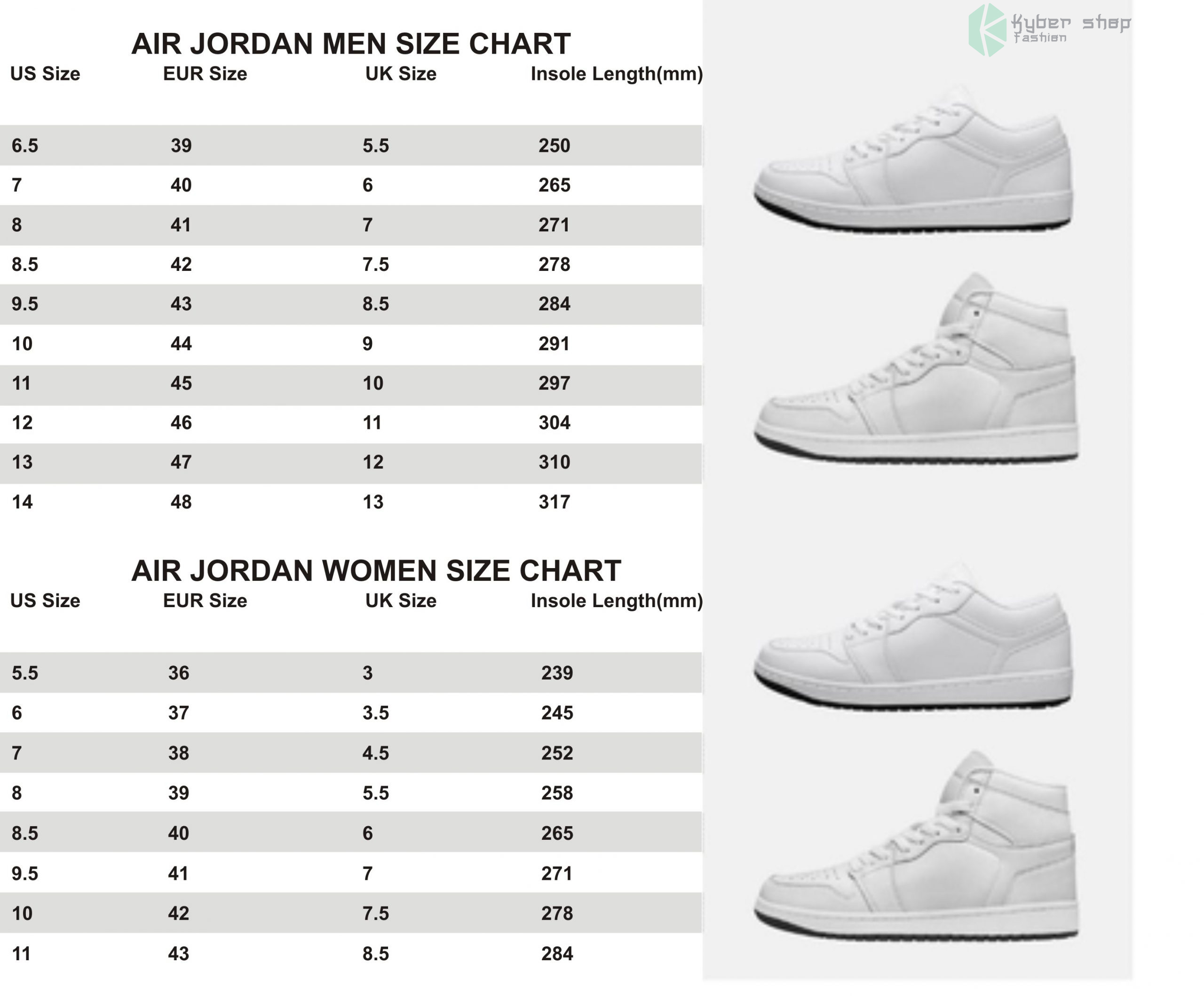 Air Jordan High Top Shoes Size Chart Kybershop