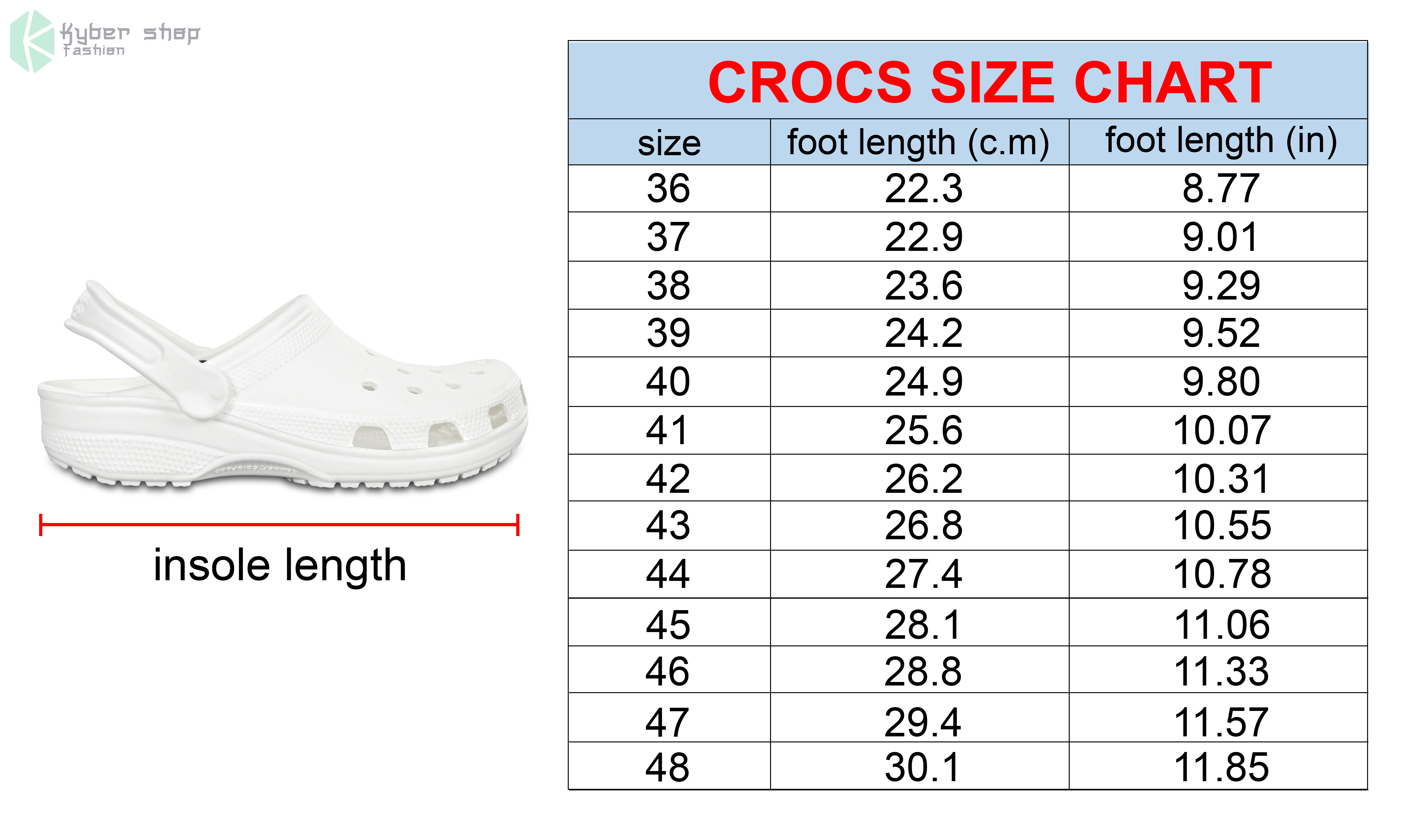 kzcR0YGP Crocs Size Chart Kybershop