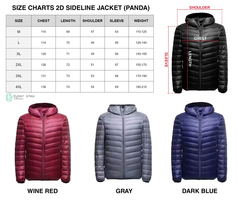 Sideline Jacket Size Chart Kybershop