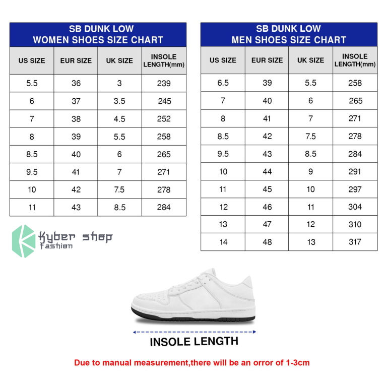 Nike SB Dunk Low Size Chart Kybershop