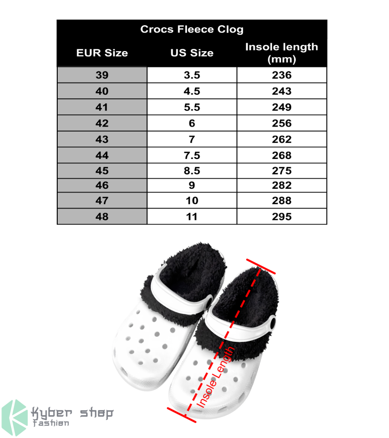 Fleece Crocs Crocband Shoes Size Chart Kybershop