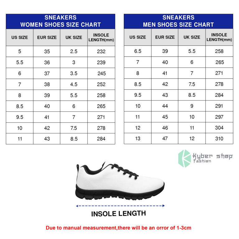 Sneaker shoes Size Chart Kybershop